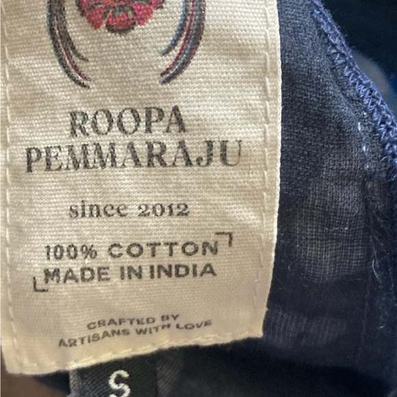 HP Anthropologie Roopa Pemmaraju Puff Sleeve Cotton Floral Maxi in Blue Motif - Picture 10 of 10